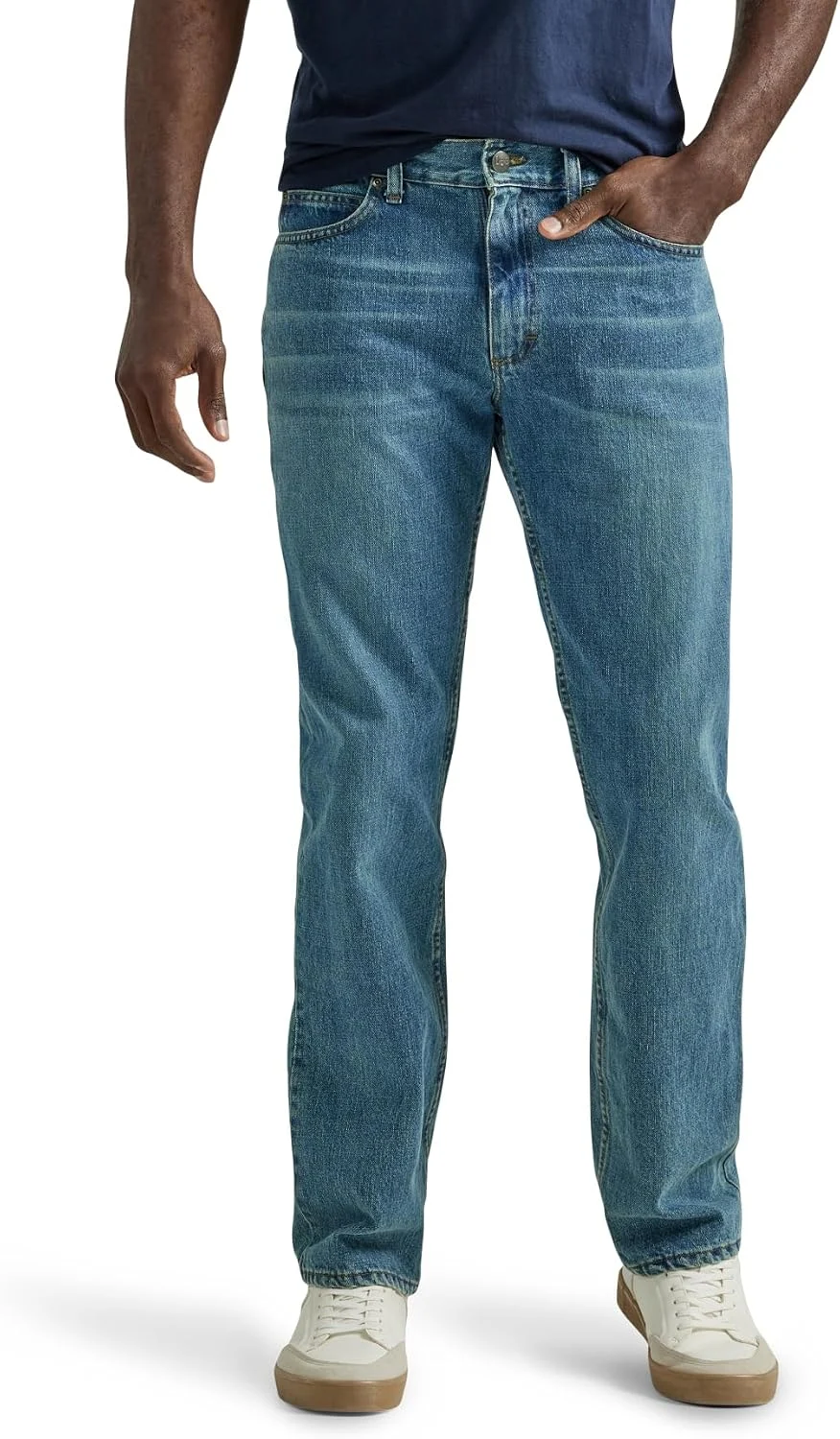 Men's Lee Legendary Regular Straight Jeans displayed on Amazon page
