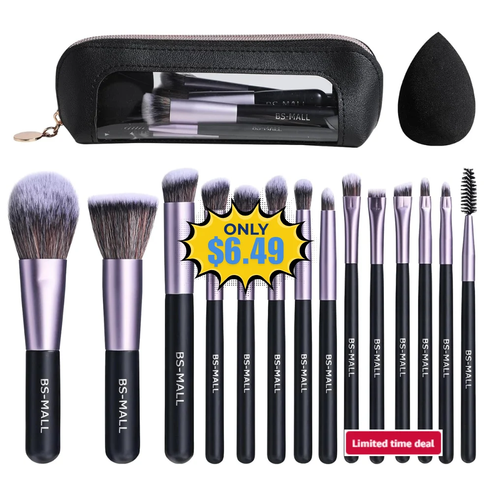 BS-MALL 14 Pcs Makeup Brushes Set Deal: Save 50% at Amazon