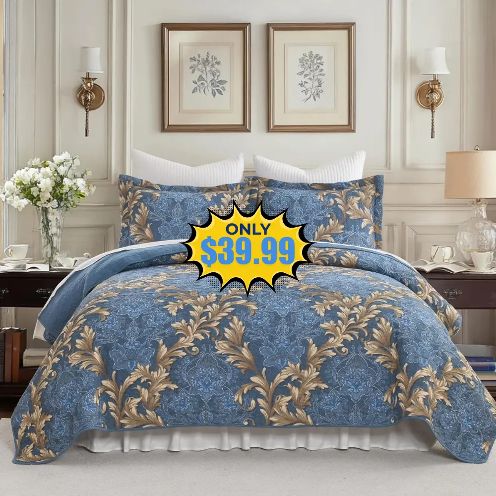 100% Cotton King Size Quilt Set 3 Piece Deal: Save 62% at Amazon