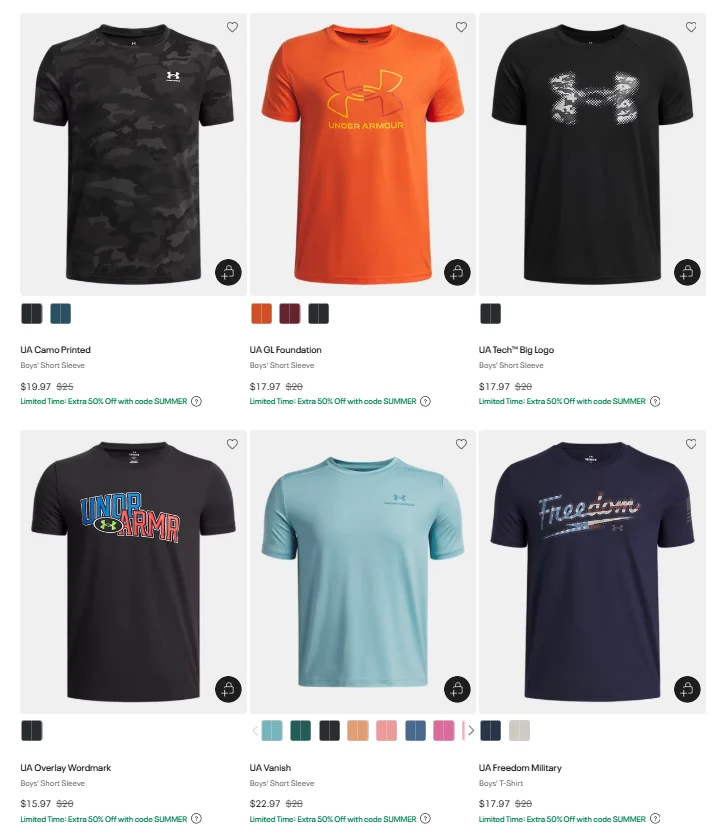 Boys’ UA Outlet Short Sleeves Deal: Save $12.02 at Under Armour