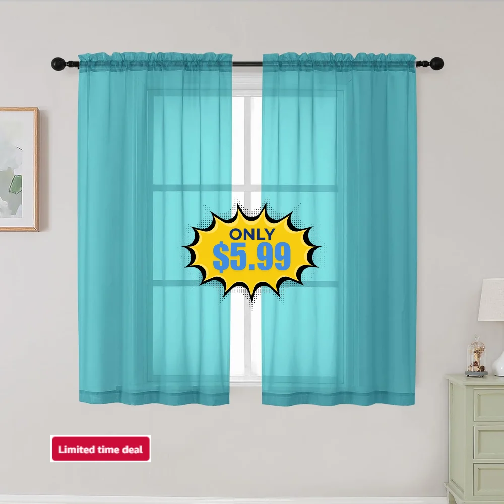 Turquoise Sheer Curtains Deal: Save 50% at Amazon