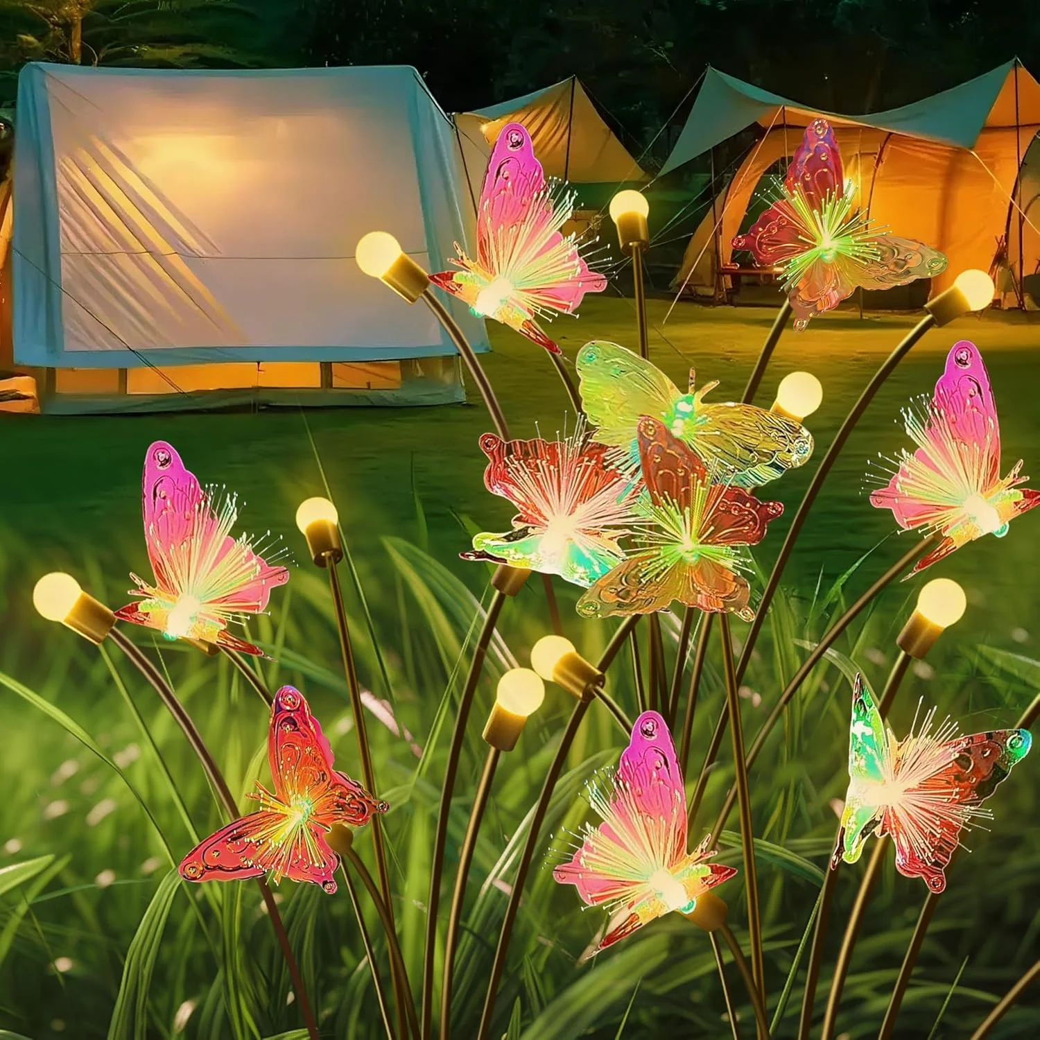 2 Pack Outdoor Waterproof Colorful Butterfly Garden Lights Deal at Amazon