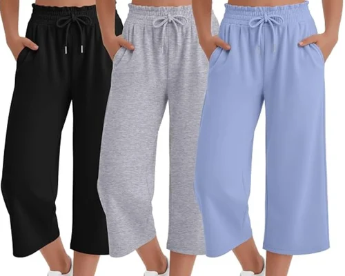 Capris Teen Wide Leg Capri Pants 3 Pack Deal at Amazon