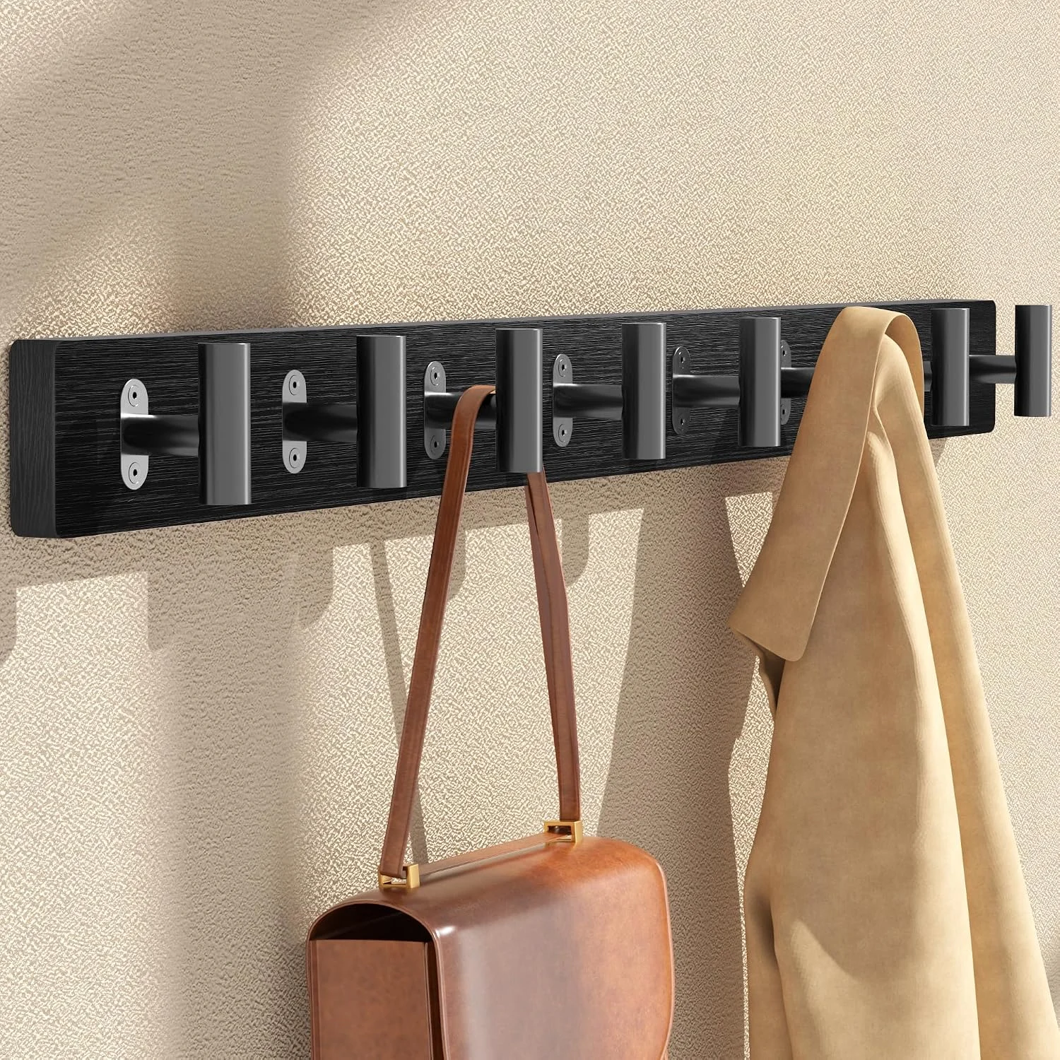 Orapoke 2 Pack Coat Rack Wall Mount in black with metal T‑shaped hooks, sold on Amazon