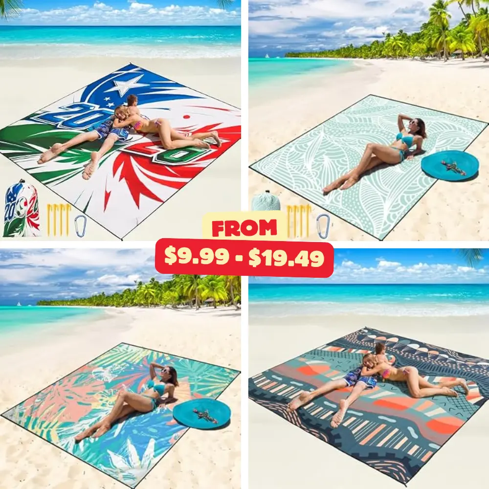 Beach Blanket Waterproof Sandproof Deal at Amazon: Save with promo code 7RUXYZ87