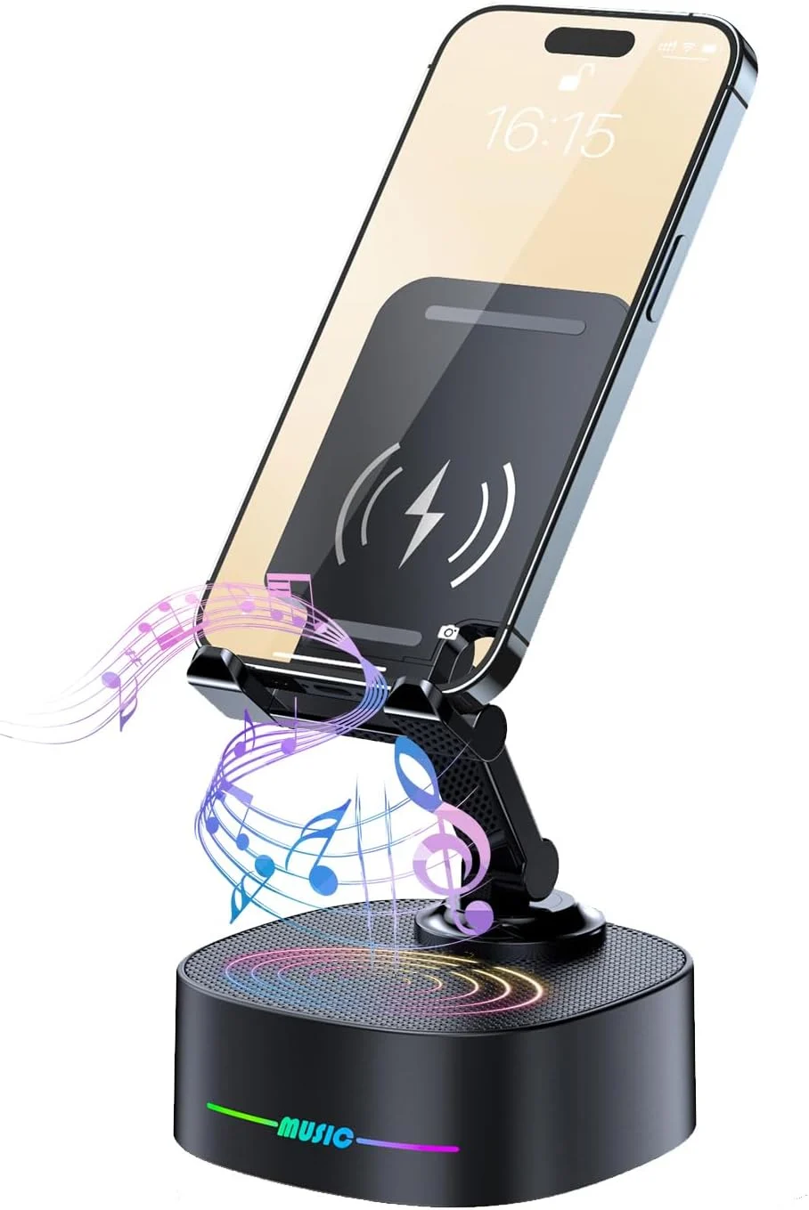 Bitswolee Cell Phone Stand with Bluetooth Speaker $16 at Amazon