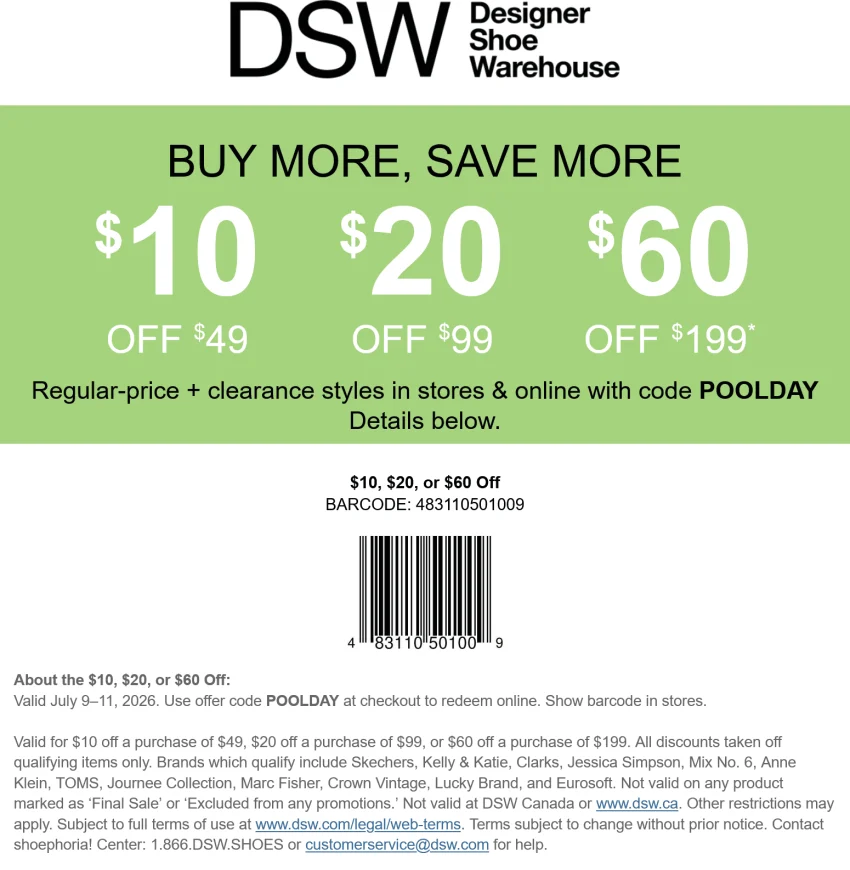 DSW Shoes Only $10-$60 Off at DSW