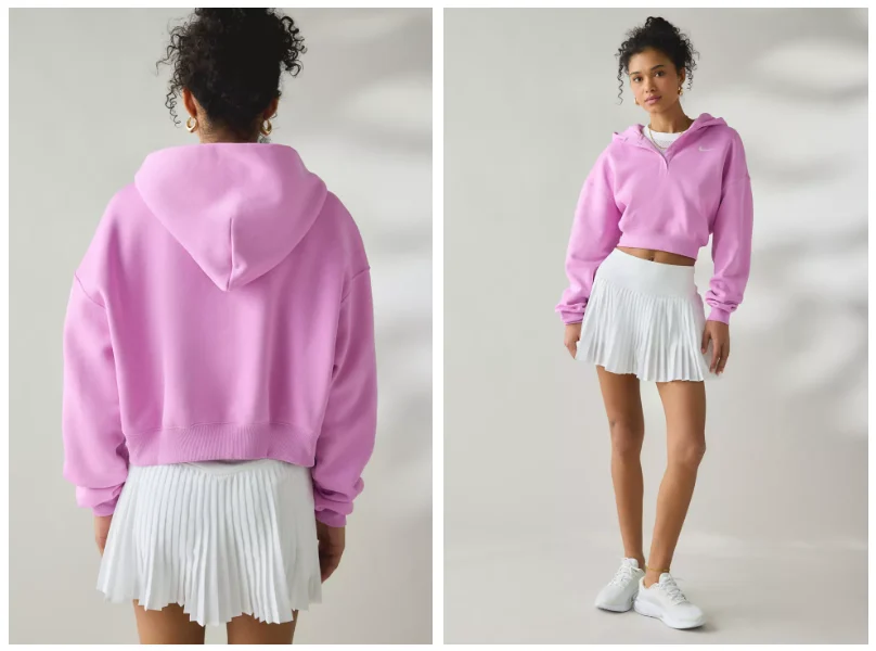 Nike Cropped Oversized Henley Hoodie Sweatshirt Deal: Save 75% at Urban Outfitt…