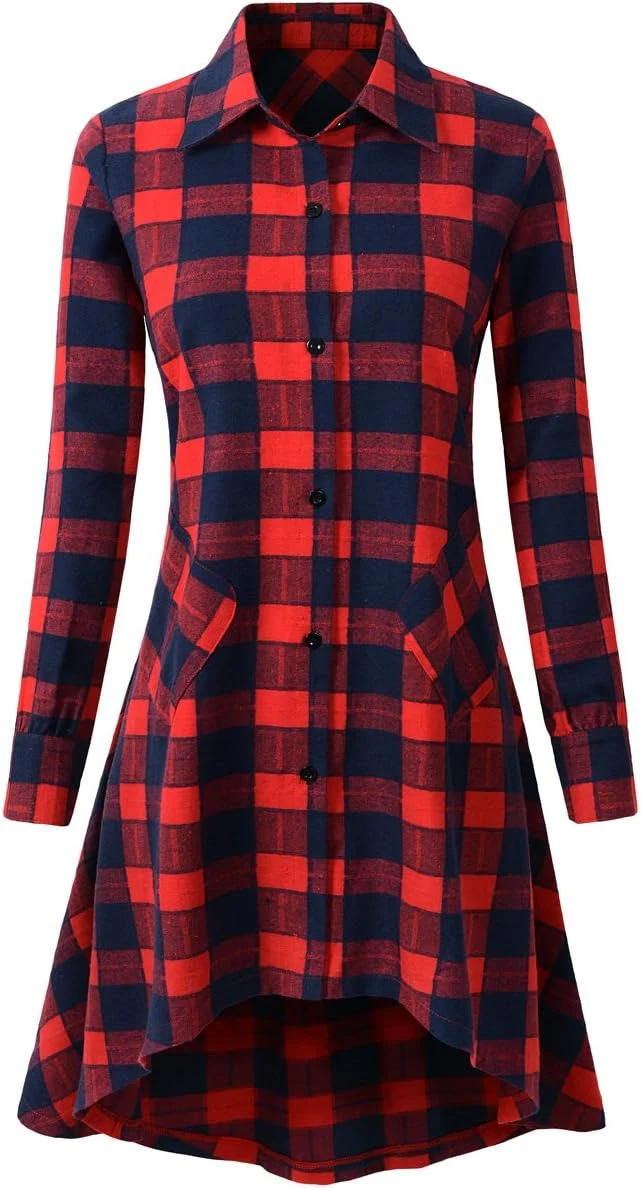 red plaid dress amazon KYMIDY Girl's Maxi Buffalo Check Long Sleeve Holiday Dress with Belt,Red,6T: Clothing, Shoes & Jewelry full circle/Aline skirt Length Maxi Red Plaid Shirt Dress