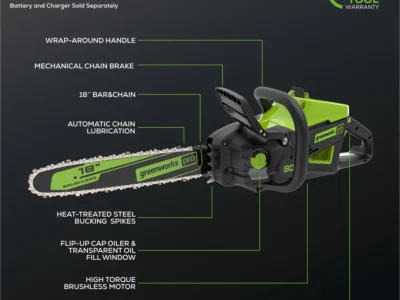 Greenworks 80V 16″ 2.0 kW Cordless Battery Chainsaw (Tool Only) $119 + Free S&H