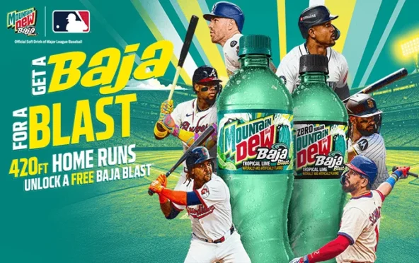 FREE 20oz Mountain Dew Baja Product Every Time an MLB Player Hits a 420ft+ Home Run