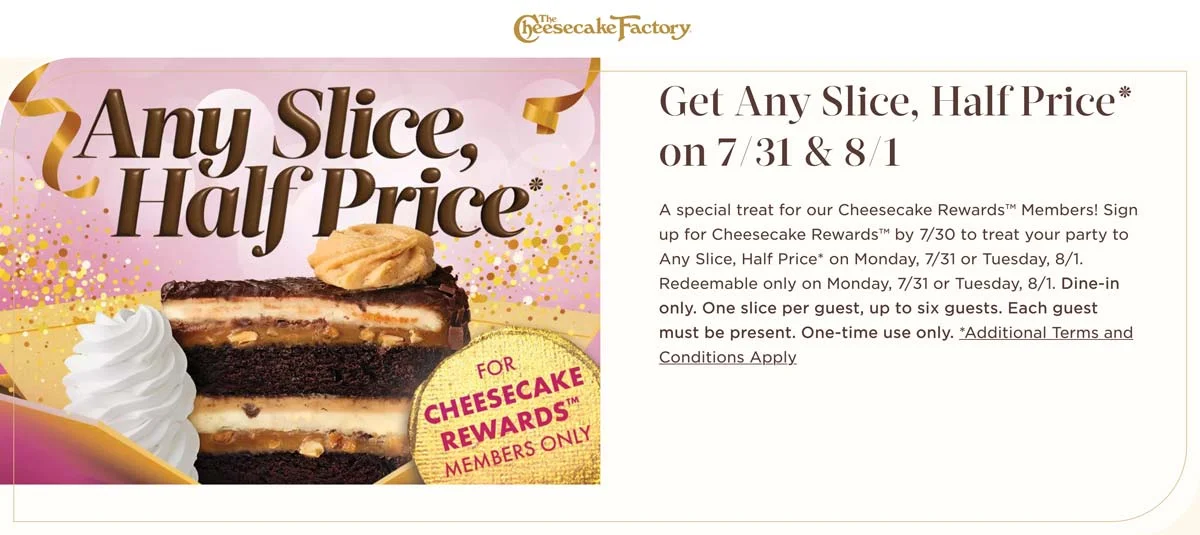 Cheesecake Factory Slices Half Price at Investors