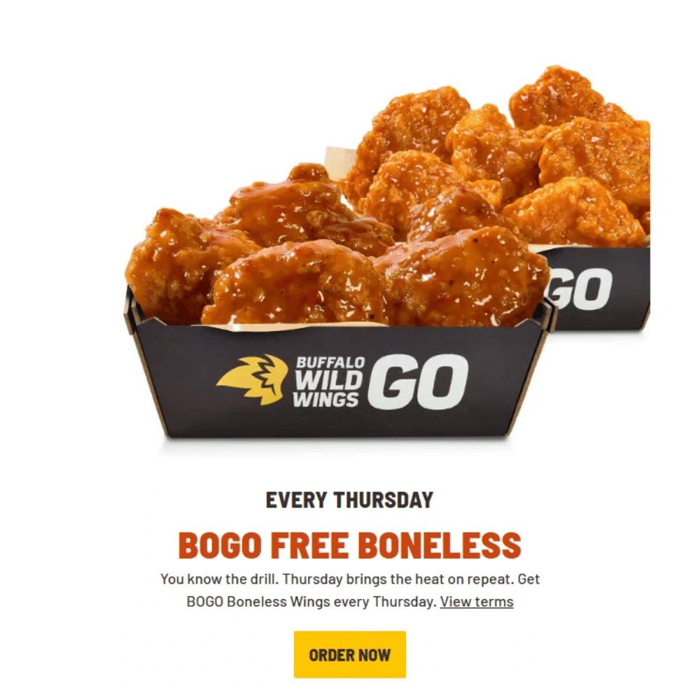 BOGO Free Boneless Wings at Buffalo Wild Wings