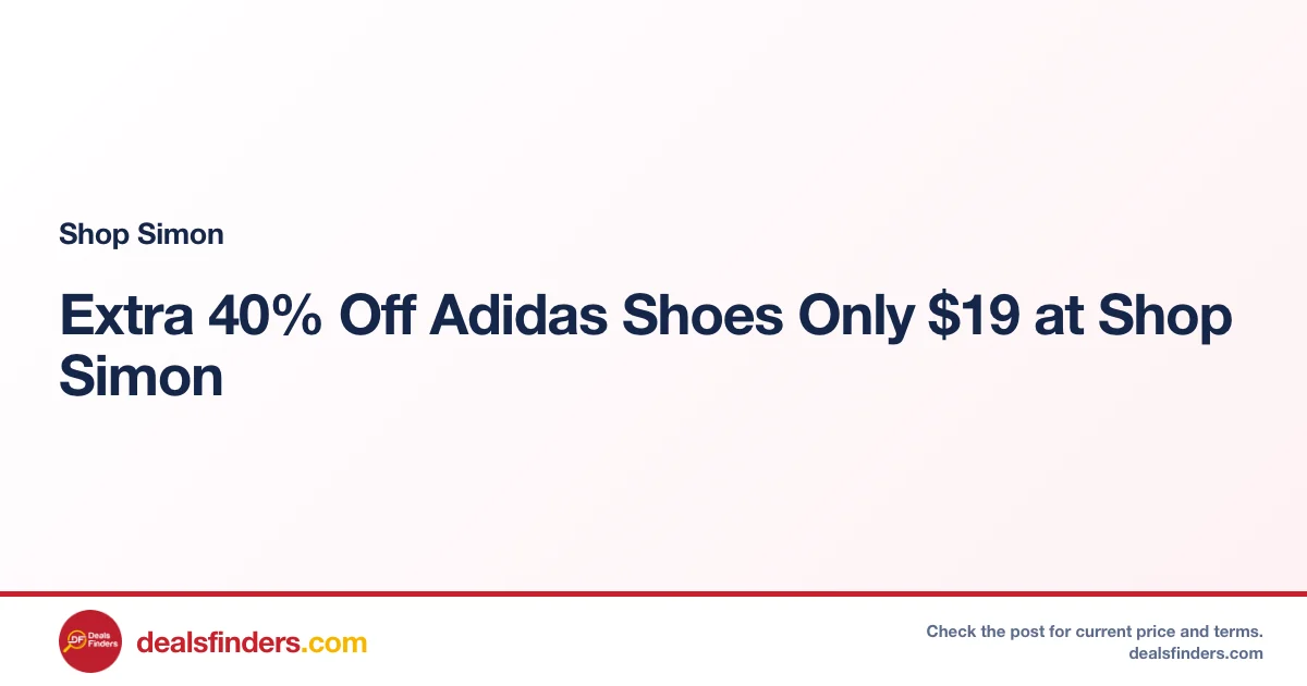 Extra 40% Off Adidas Shoes Only $19 at Shop Simon