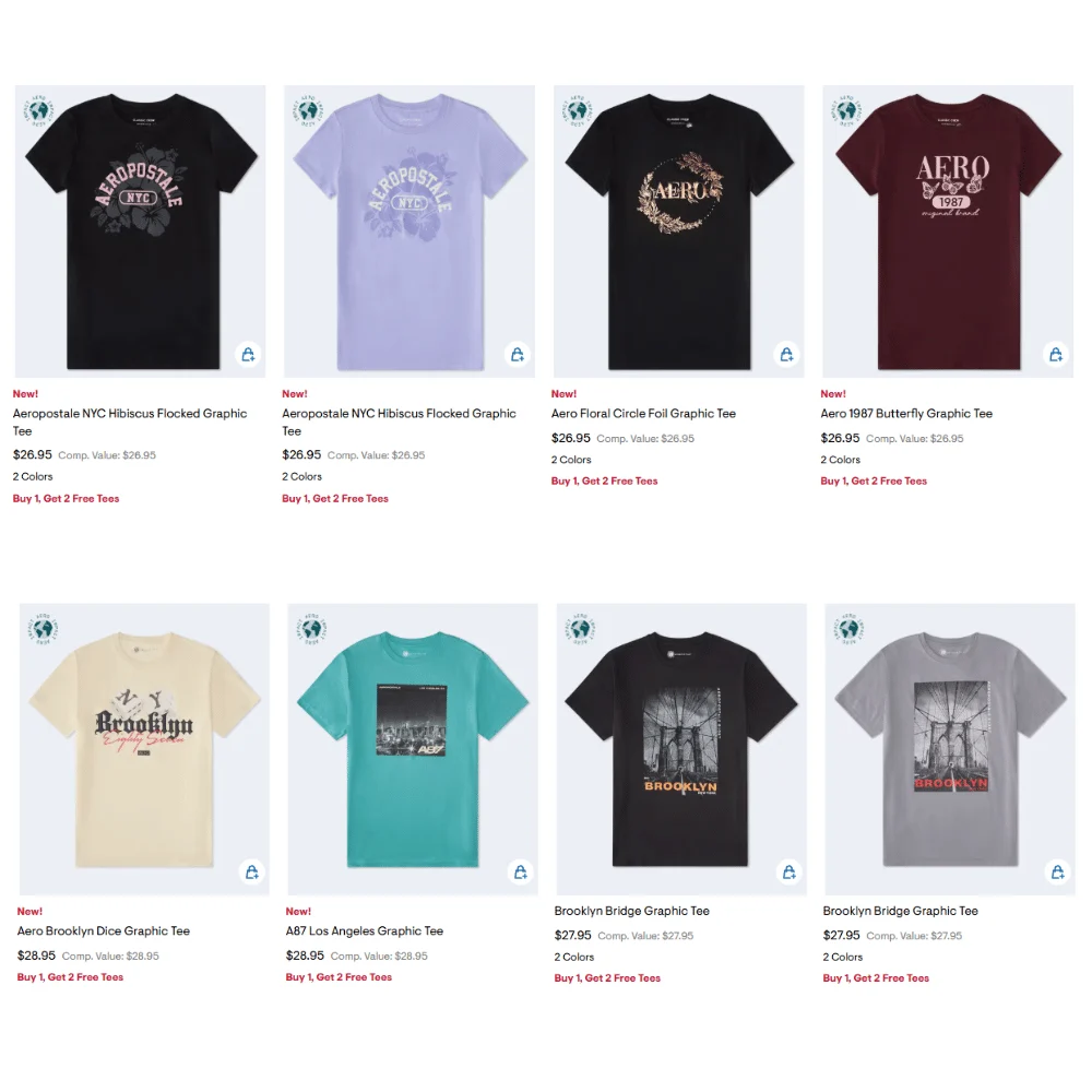 Buy 1, Get 2 Free Graphic Tees at Aeropostale