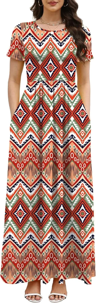 Cossen Coral Boho Maxi Dress Just $25.xx Swing Sundress at