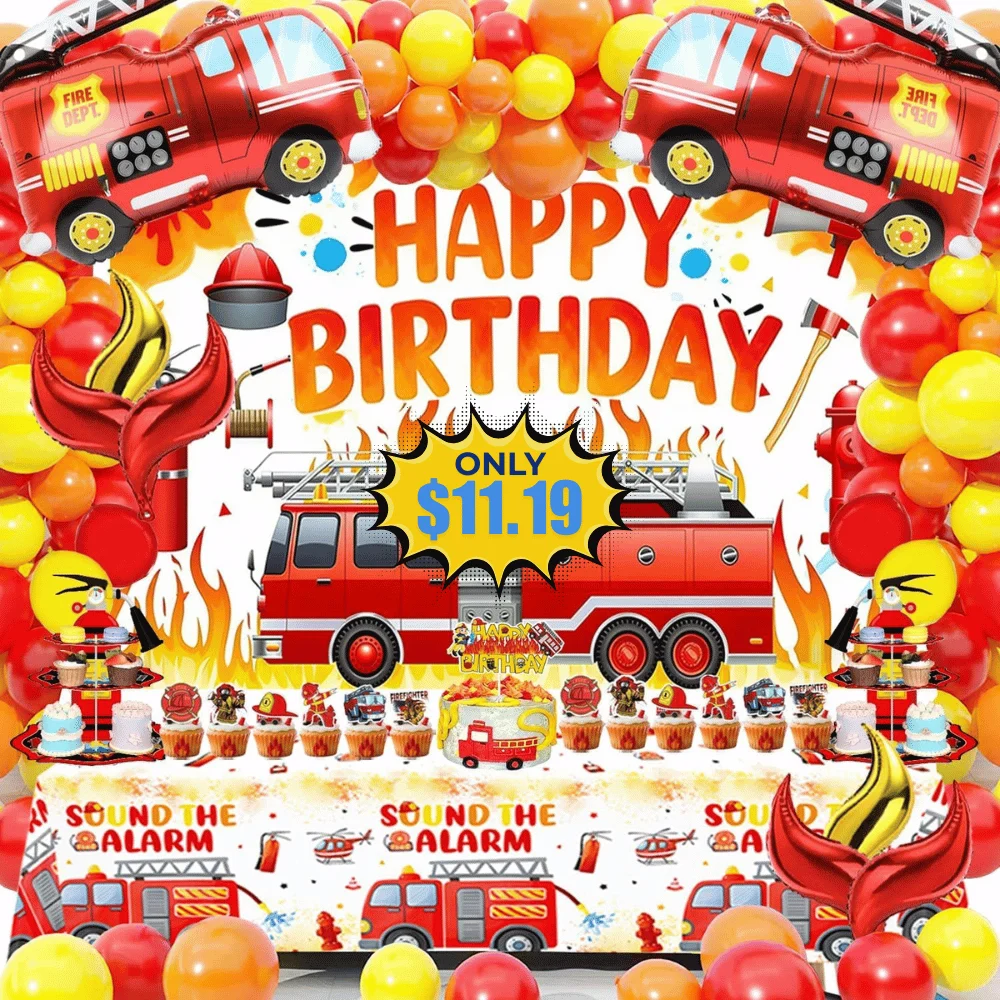 Fire Truck Birthday Party Decorations Kit Deal