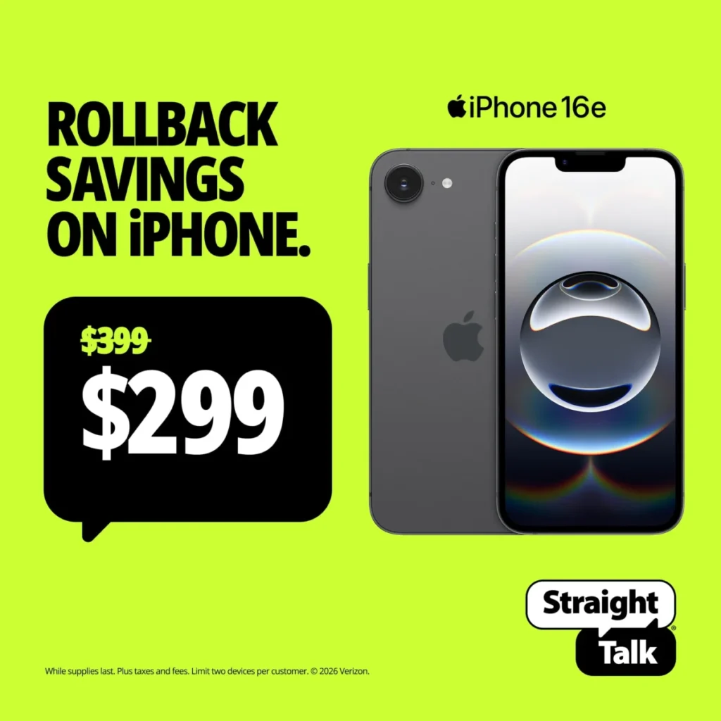 Free Iphone Notification Straight Talk iPhone 16e Only $149 at Walmart