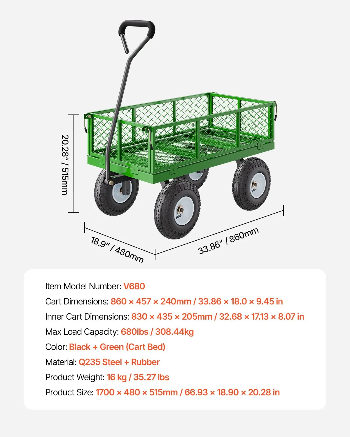 VEVOR 680lb Garden Cart Just $56 with Free Shipping at Vevor