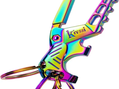 Kivssi Heavy duty metal keychains, Carabiner clip Car key chains,Fashion family keychain bottle opener and 3 Key Rings suitable for men and women.（Multicolor-1pcs）