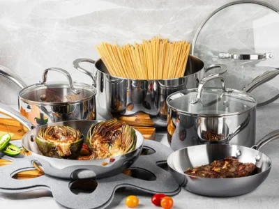10 Pcs Tri Ply Stainless Steel Cookware Set Just $64.xx (Reg $150)