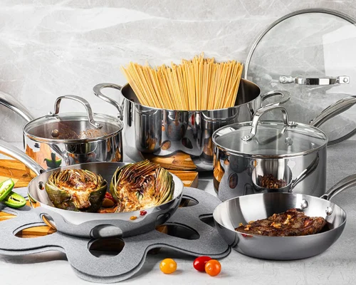 10 Pcs Tri Ply Stainless Steel Cookware Set Just $64.xx (Reg $150)