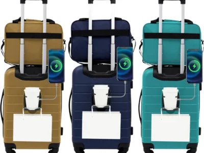 Wrangler Smart Luggage Set w/ Cup Holder & USB Port for $42.xx