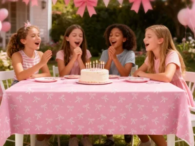 3Pcs Pink Bow Tablecloth ONLY $4.xx (Reg $10)