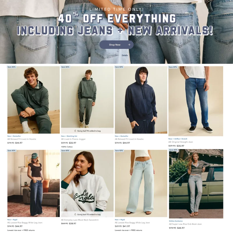 American Eagle Deal: Save 40% on Everything