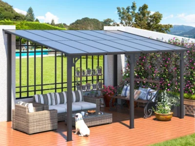 AECOJOY 10′ x 10′ Aluminum Pergola with Canopy $315 at Wayfair