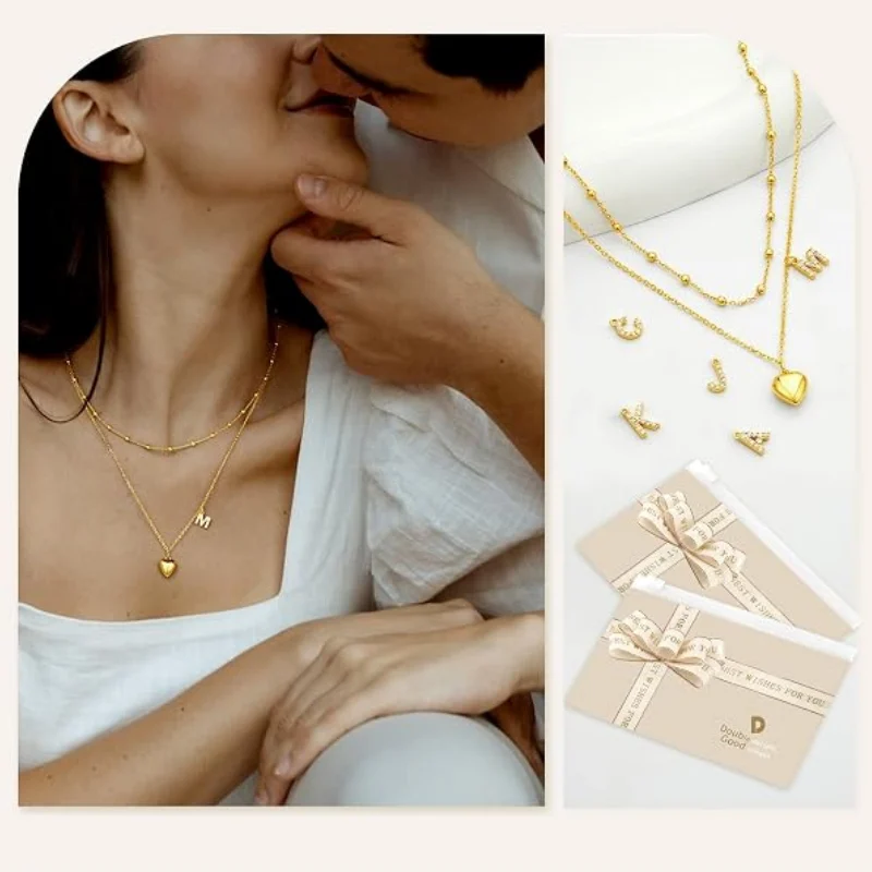 Initial Layered Heart Necklace Deal: Save $8.xx at Amazon