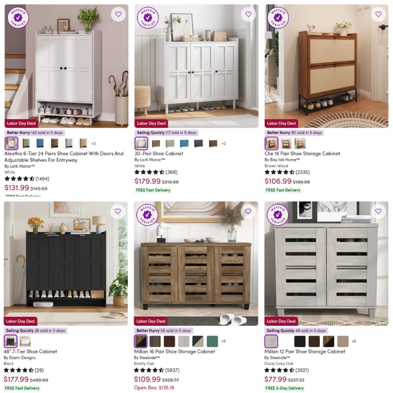 Shoe Storage Cabinets Deal: Great Savings at Wayfair