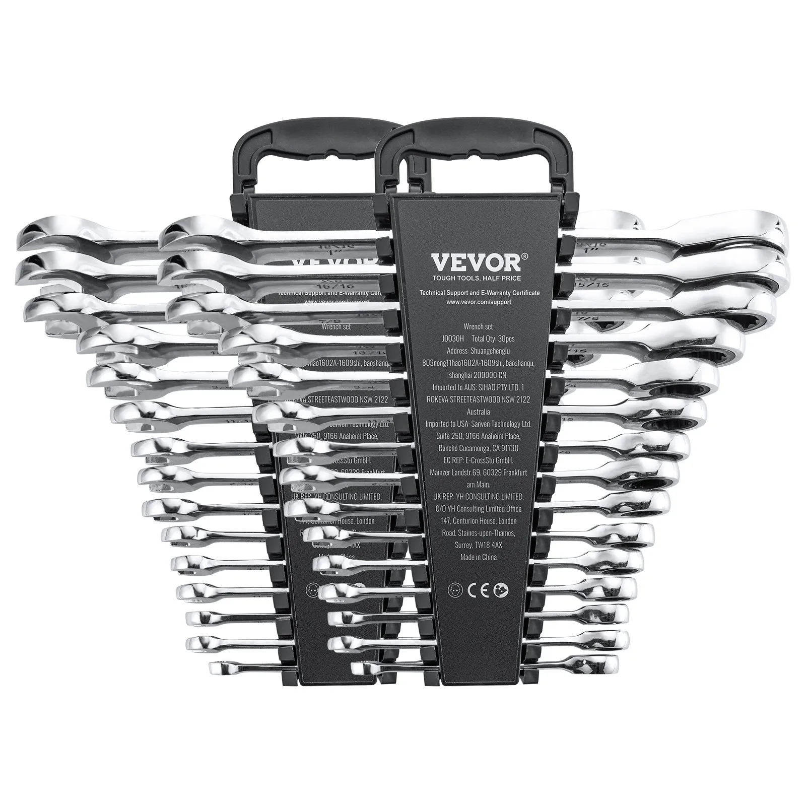 30-Pc VEVOR Metric & SAE Combination Ratcheting Wrench Set