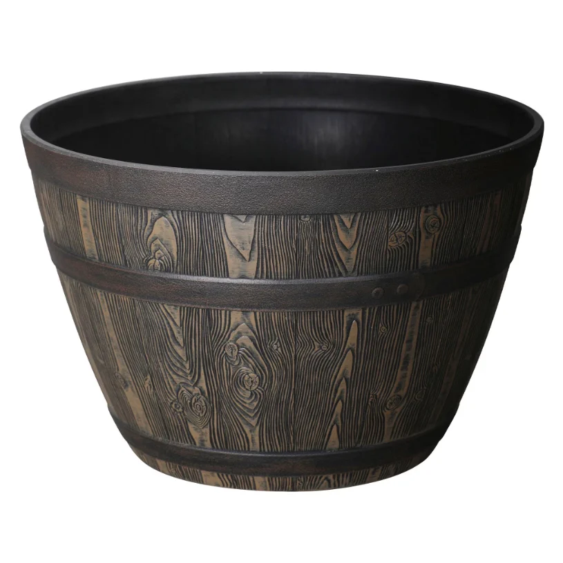 Whiskey Barrel Brown Recycled Resin Planter Deal at Walmart