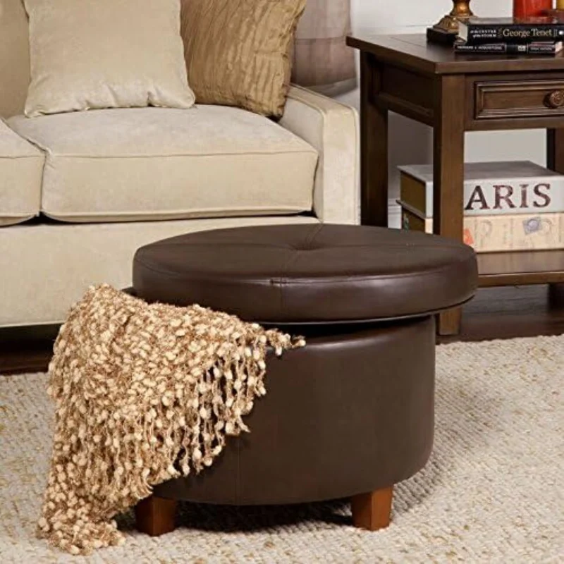 HomePop 24″ Round Storage Ottoman Deal: Save $50.xx at Amazon