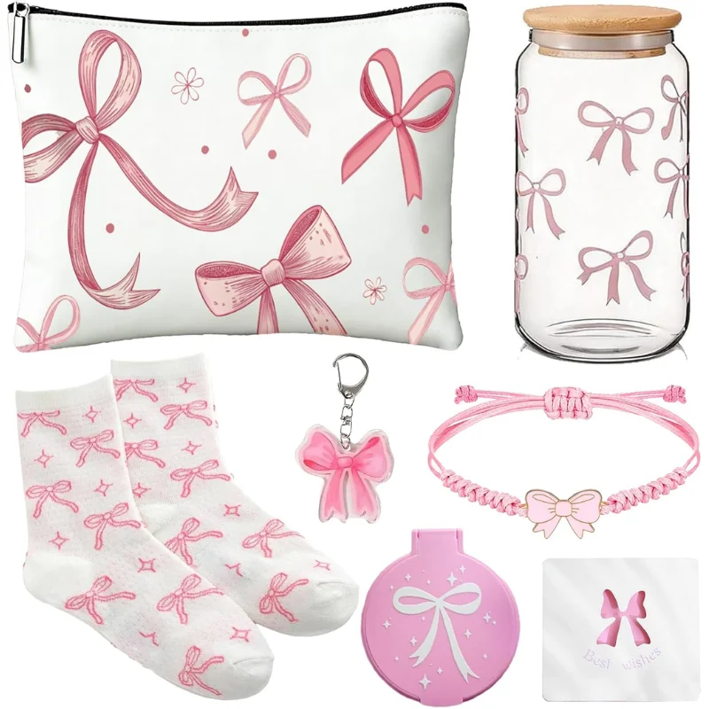 7 Pcs Pink Bow Preppy Stuff Deal: Save $9.xx at Amazon