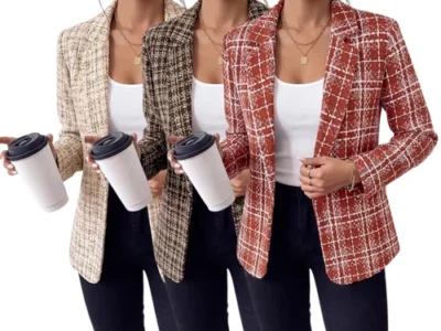 Women Plaid Jacket Long Sleeve Work Casual Blazer $22.xx-$25.xx (Reg $37-$42)