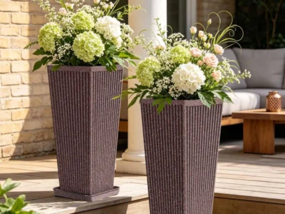$52.xx Square Tall Planters for Outdoor Plants 24 Inch 2 Pack at Amazon