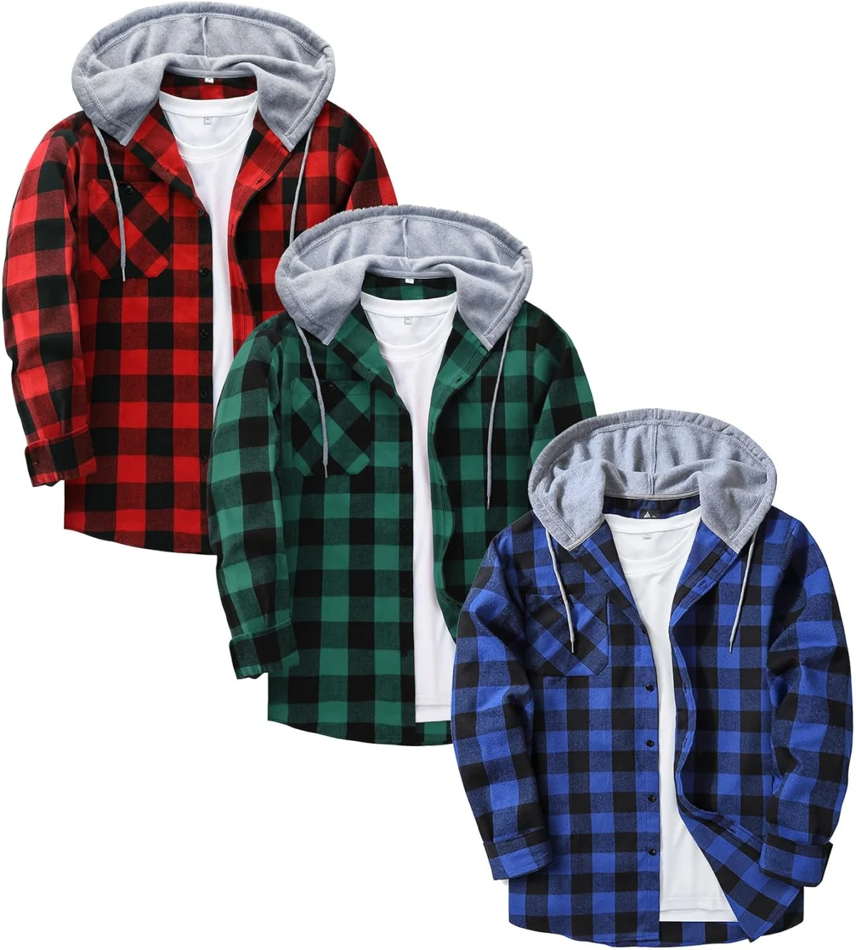 3-Pk ZITY Men’s Plaid Flannel Hoodie Shirts Only $20.xx (Reg. $96)