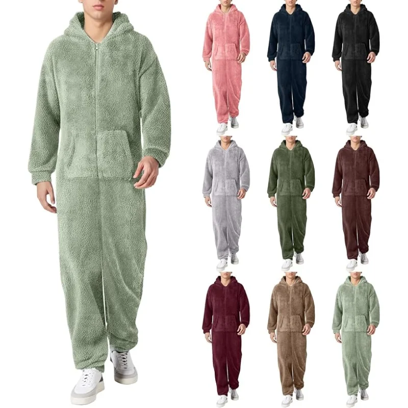 Mens Pajamas Set Cozy Fleece Jumpsuit Deal: Save 50% at Amazon
