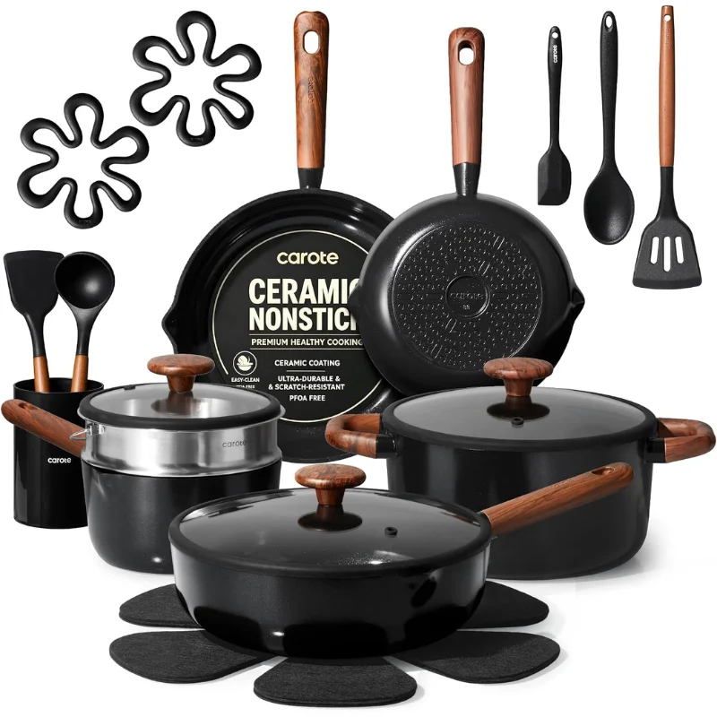 CAROTE 21pcs Ceramic Cookware Set Deal: Save $56.xx at Amazon