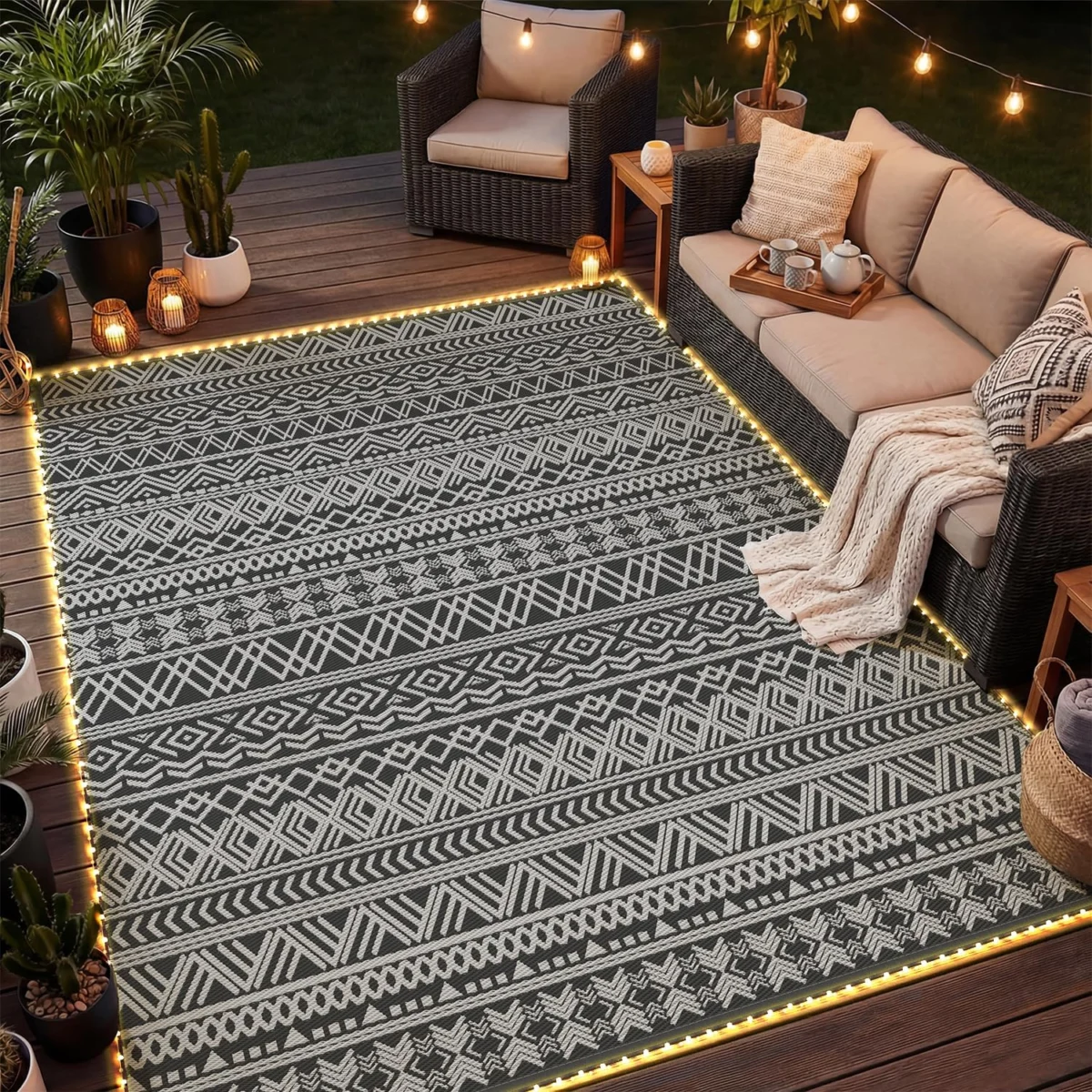 MontVoo Outdoor Rug with LED Strip Lights Only $35.xx (Reg. $80)