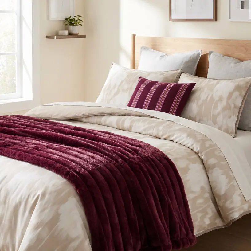 Mainstays Red Currant Channel Faux Fur Blanket Deal: Save $15.96 at Walmart
