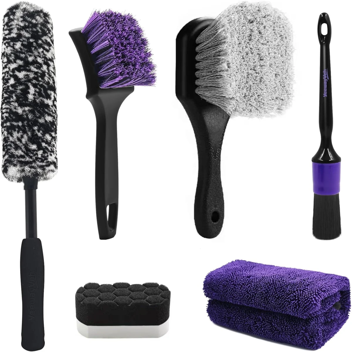 6-Pc YeewayVeh Car Wheel & Tire Detailing Brush Kit Only $12.xx
