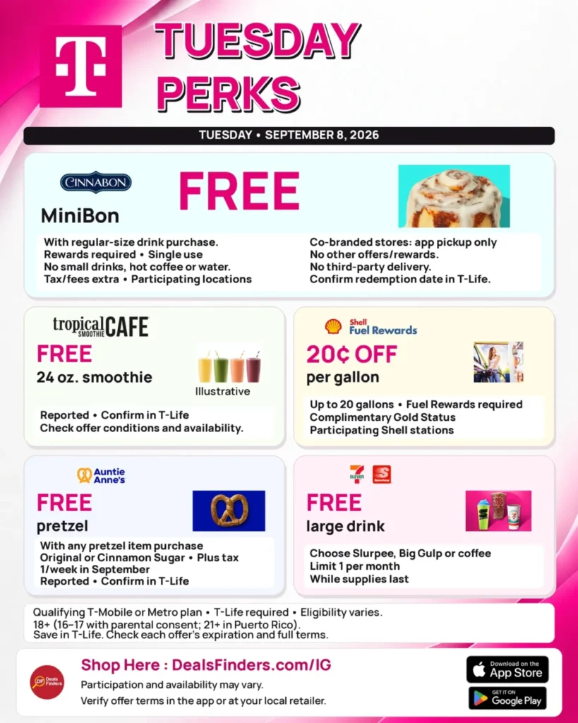 T-Mobile Tuesdays September 8: MiniBon, Fuel Savings & More Perks