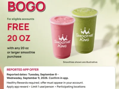 Smoothie King BOGO 20-Ounce Smoothie Deal