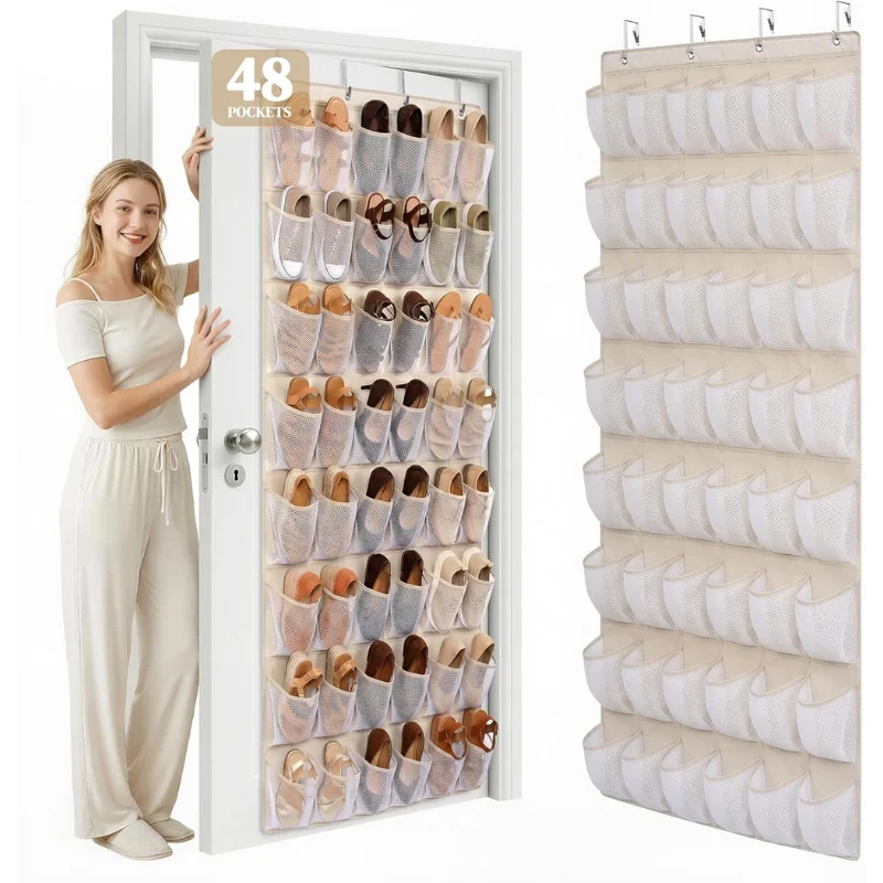 48 Pockets Mesh Hanging Shoe Rack Deal: Save $16.xx at Amazon