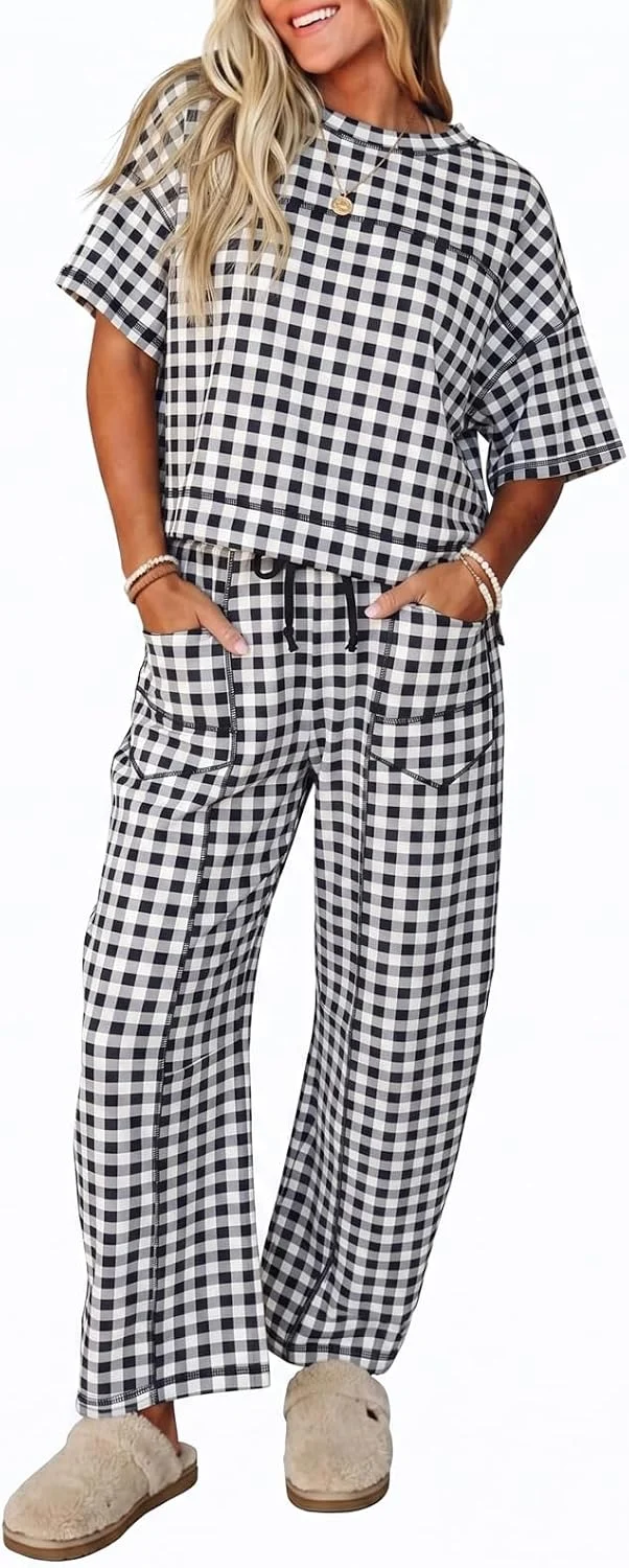 Fisoew Women’s Gingham Lounge Set Only $39.xx at Amazon
