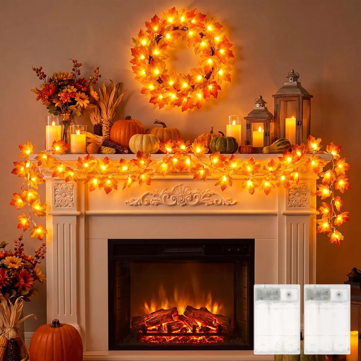 2 Pack Halloween String Lights with Maple Leaves $4.xx