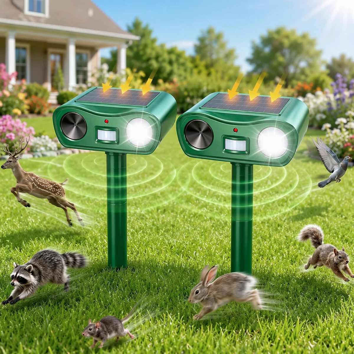 LeafZap Ultrasonic Solar Animal Repeller 2‑Pack Only $30.xx (Reg.